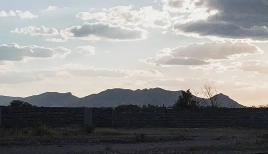 View of Cerro del Muerto from the Bosque Central housing development located in Aguascalientes